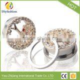 Popular Colorful Diamond Stainless Steel Hollow Out Tree Pierced Ear Plug thumbnail-3