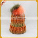 Superior Quality Ladies Cream Knit With Hat Faux Fur Bobble Pom Ski Winter Hats thumbnail-3