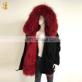 Black Outside Raccoon Fox Fur Winter Overcoat Winter Jacket