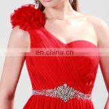 One Shoulder Flower Red Long Grace Karin Chiffon Bridesmaid Dress CL4411 thumbnail-5