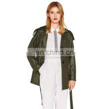 Army Green Lambskin Genuine Leather Motorcycle BlazarJacket With Belt for Women thumbnail-1