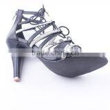 Mixed Snakeskin Upper High Heel Lady Lace up Gladiator Sandals With Back Zipper thumbnail-6