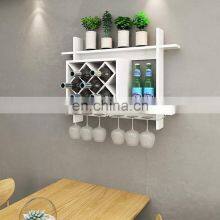 White Wall Mounted Wooden Display Wine Rack for Home Decoration thumbnail-3