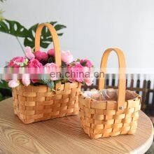Handicraft Rectangle Wood Chip Christmas Gifts Storage Basket thumbnail-1