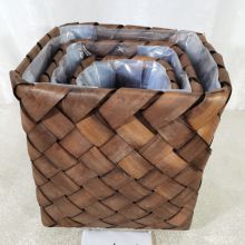 Factory Supplied Chip Wood Baskets With Plastic Liners for gardening flowers