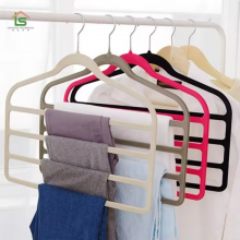 Laundry Velvet Pants Trousers Slacks Hangers 4 Layer Scarf Flocked Hanger Pants Hanger Space Saving thumbnail-1