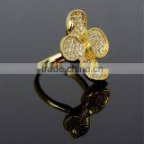 Fancy Lady Jewelry Clover Leaf Design CZ Stones Wedding Deluxe White Gold Ring thumbnail-6