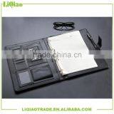 PU multi-function leather organizer notebook with pen loop