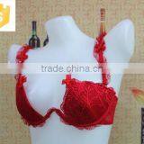 Hot Sexy Triangle Bright Red Flower Lace Bra With Wedding Hall thumbnail-2