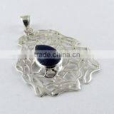 Charming Blue Lapis Pendant, Silver Jewellery India, Gemstone Silver Jewellery thumbnail-2