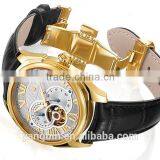 2015 Skeleton Automatic Mechanical Watches Leather Band Mens Watches Made in China