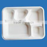 Christmas Kitchen Dinner Eco-friendly Green Compostable Coated Paper Tray With Compartment