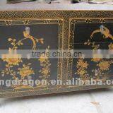 Chinese Antique Furniture_Tibet Black Nice Golden Flower Six Drawers Cabinet thumbnail-1