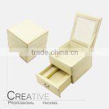 Sweet White Drawer Type PU Leather Jewelry Box thumbnail-1