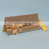 Hot Sale Attractive Golden Hardcover Folded Wedding Invitations With Paillette Ribbons Bowkont & Crystal Decoration Quality Choice thumbnail-2