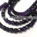 WHOLESALE LOT NATURAL AMETHYST APPROX 7X7-8X8MM BOX FACETED LOOSE BEADS thumbnail-4