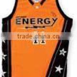 100% Polyester Basketball Custom Team Uniform Shirt in Orange with Black Panels Stars printed