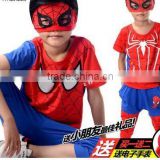 The 2015 boys in the summer wear suits new children children cartoon short sleeved spider man two piece