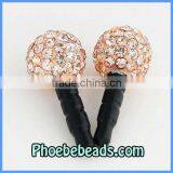 Wholesale China 10mm Clay Champagne Crystal Disco Ball Bead Cell Mobile Phone Earphone Cap Dustproof Jack Plug MDP-P1001