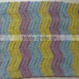 50%Cotton50%acrylic Blend Waved Stripes Crochet Blanket 2012