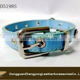 1.6cm Width Bule Dog Collar, Leather Collar for Dog With Rhinestone