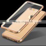 Luxury Ultra Slim Gold Plating Crystal Clear Tpu Case for Iphone 6 Transparent Soft Phone Bag Cover thumbnail-1