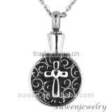 Black Enamel Celtic Style With Cross 316l Stainless Steel Cremation Pendant