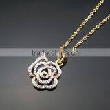 2016 Wholesales Metallic Floral Texture Floating Pendant Short Chain Necklace thumbnail-2