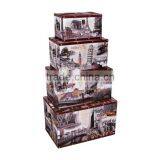 Set of 4 Decorative Wooden Trunk Box