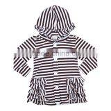 2016 Kaiyo Oem Service Long Sleeve Cotton Stripe Ruffle Top Ruffle Coat With Hat Baby Girls Top Design Children Clothing 2016 thumbnail-1