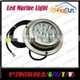 100% Waterproof IP68 27W Led Marine Lights Underwater Boat Yacht Fountain Pool Led Light 9V-14V LED Surface Mount Marine Lights