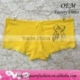 Yellow Lace Women Underwear Lovely Boys & Girls Printing Ladies Boyshort Flower Decorated Specially for Girls Panty thumbnail-4