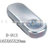 Oval Shape Silver Size16.5*6.5*3cm Watch Tin Box With Round Clear Plastic Window Tin Box