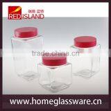 Square Glass Storage Jar With Plastic Lid, Glass Canister