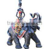 New Polyrsesin Resin Fabric African Lady on Elephant Gifts thumbnail-5