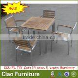 Polished Aluminum Garden Furniture Teak Wood Table and Chair thumbnail-2