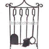 Wrought Iron Fire Place Tools Set, 4 Piece Metal Fire Tools Set, Fire Place Accessories, Companion Set, Family Fire Tools Set thumbnail-1