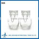 Square Clear Airtight Glass Canning Spice Jar With Folding Top Lid thumbnail-1