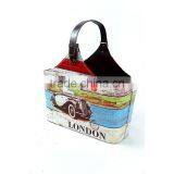 Fabric Storage Bin, PU Basket Shelf With Faux Leather Handle for Portability thumbnail-3