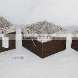 Brown Paper String Woven Basket S/3 With Lid thumbnail-1