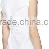 2016 Lady Fashionable Cheap White Belted Sleeveless Blouse thumbnail-3