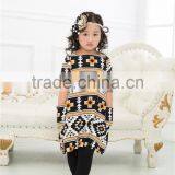 2017 New Spring Children Boutique Clothing Baby Frock Designs Half Sleeves Evening Dress With Headband thumbnail-4