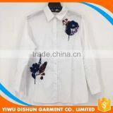 Women Latest Design Custom Long Sleeve Embroidered Collar Shirt thumbnail-1