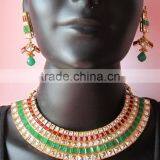 Crystal Bollywood Necklace Jhumka EARRING Set thumbnail-1