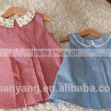 Top Fashion Lovely Polka Dot Lace Trim Collar Smocked Western Style 1-6 Years Old Little Girl Princess Dresses thumbnail-3