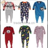 Wholesale new Unisex 100% cotton baby footed pajamas one piece pajamas