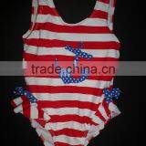 2017 Fashion Seaside Navy Style Swimwear Kids Beach Swim Suit Bowknot Bathing Chiffon Suit thumbnail-4