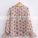 Runwaylover EY2344B Hot Sale 2017 Women Fashion Sleeve Fold Printed Chiffon Blouse thumbnail-5