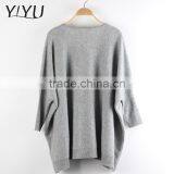 Popular Women Knit V Neck Bat Sleeve 100% Cashmere Pullover Sweater thumbnail-2