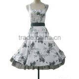 Vintage Rockabilly Full Skirt Swing Dress Ladies Dress Print Floral Lady Vintage Rockabilly Dress thumbnail-1